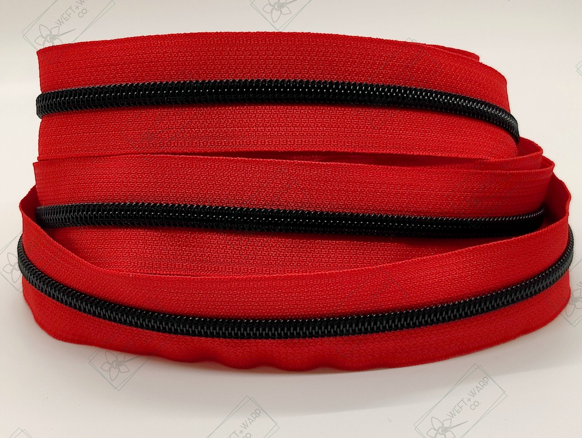 #5 Red Zipper Tape/Black Coil - 3 yd cuts - Weft + Warp Co.