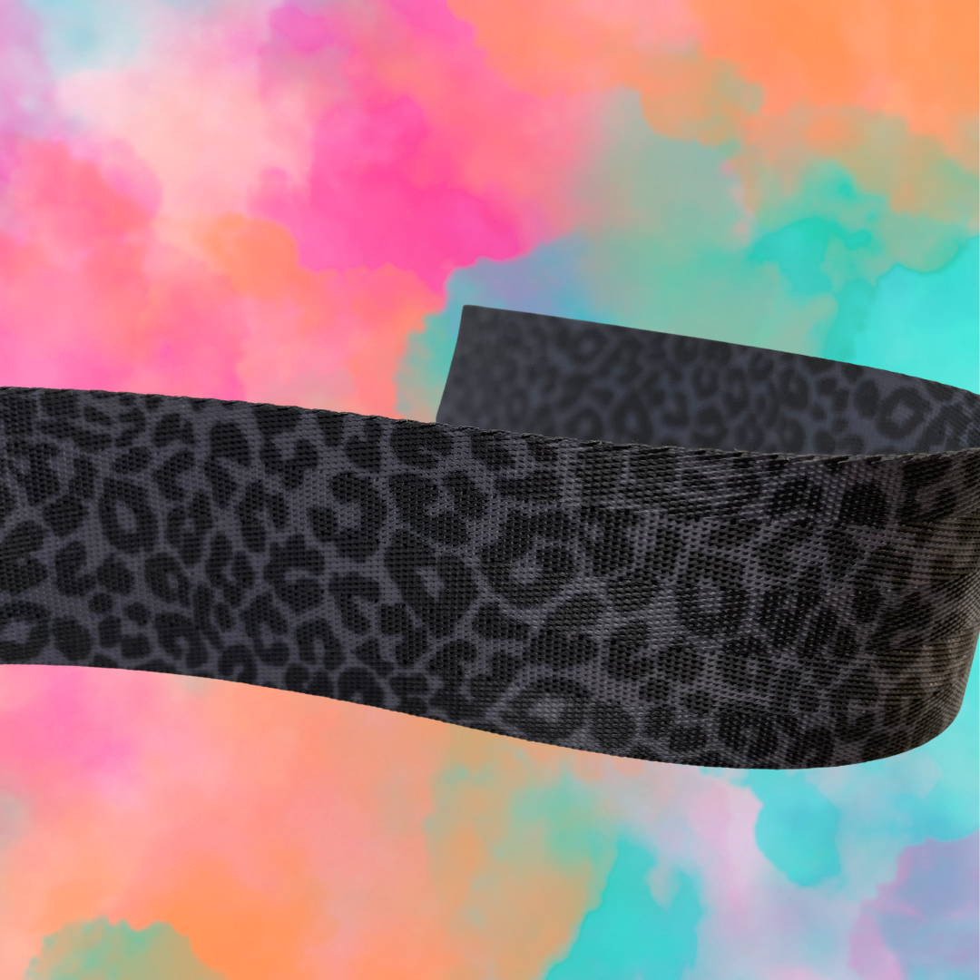 Black on Black Leopard Seatbelt Webbing - Weft + Warp Co.