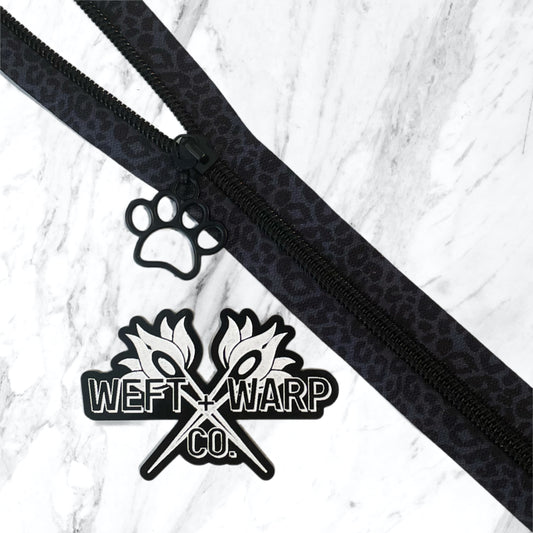 CLOSEOUT! #5 Black on Black Leopard Zipper Tape - 3 yd cuts