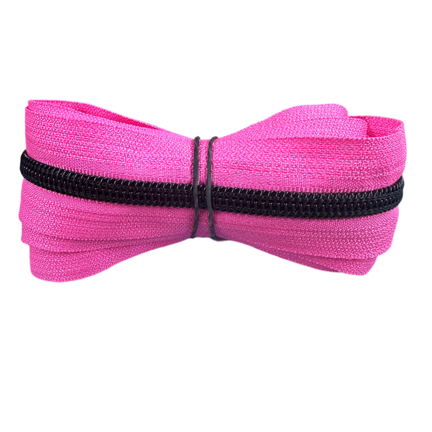 #5 Hot Pink Zipper Tape/Black Coil - 3 yd cuts