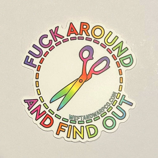 Fck Around Scissors Sticker - rainbow
