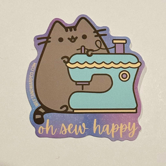 Oh Sew Happy Pusheen Sticker
